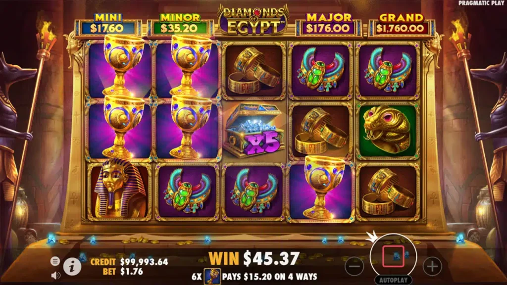 Diamonds of Egypt Slot symbols