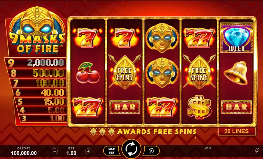 9 Masks of Fire Slot Machine by Gameburger Studios